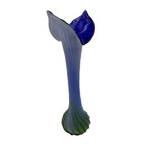 Vintage Art Glass Vase 15" Jack in the Pulpit Hand Blown Calla Lily